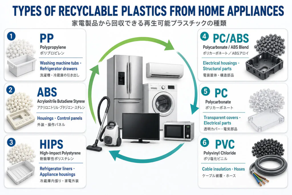 types of recyclable plastics from home appliances